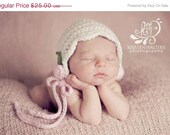 On Sale White Baby Bonnet, Crochet Baby Hat, Newborn Hat, Photo Prop