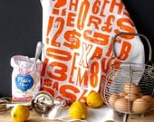 ORANGE Tea Towel type design Screen printed linen kitchen towel kitchen decor orange