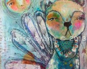 Whimsical Art Print - True Calling- 8x10 inch Print of a Reproduction of the Original Mixed Media Painting by Juliette Crane