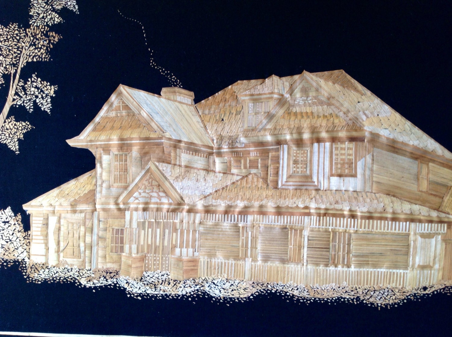 Victorian Home. Handmade with dried leaves of rice plant.  Would you like to own this unique art.