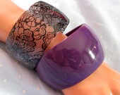 2 Vintage Bangles - Purple & Black Lace