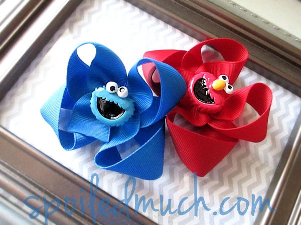 Elmo or Cookie Monster Boutique Bow
