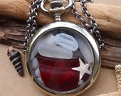 Sea Glass Pocket Watch Pendant Two Sided Antique Beach Treasure