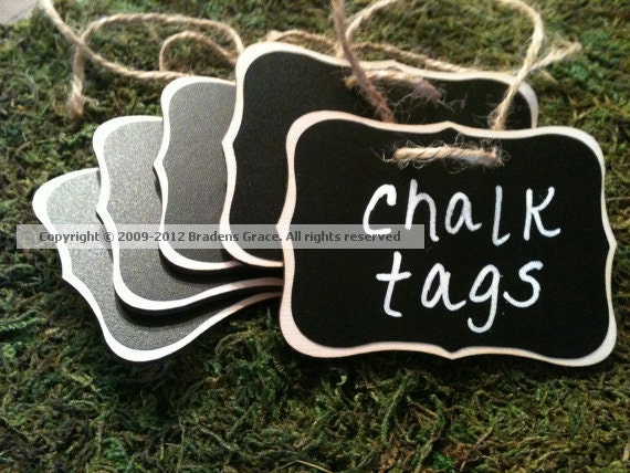 Fancy Wood Chalkboard Labels - set of 4 - Basket Labels, Chalkboard Tags, Wedding Chalkboards, Rustic Wedding