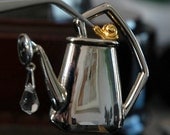 Fun Water Can Brooch w/Drop of Water and Snail, Perfect Conditon