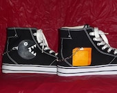 Premade - Hand Painted Chain Chomp Shoes with REAL Chain - MTA High Tops size US 10 Mens