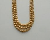 Art Deco Necklace. Brass Ball Chain. Graduated 3 Strand.