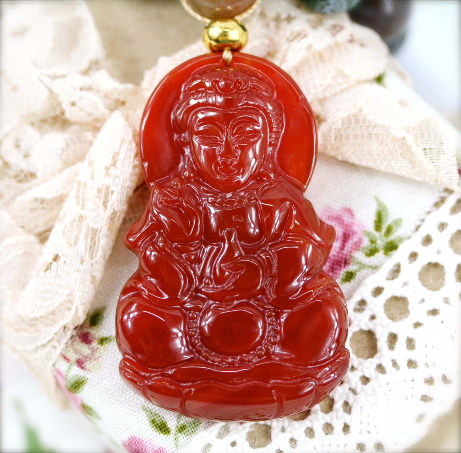 Guanyin compassion necklace - Agate  (BA)