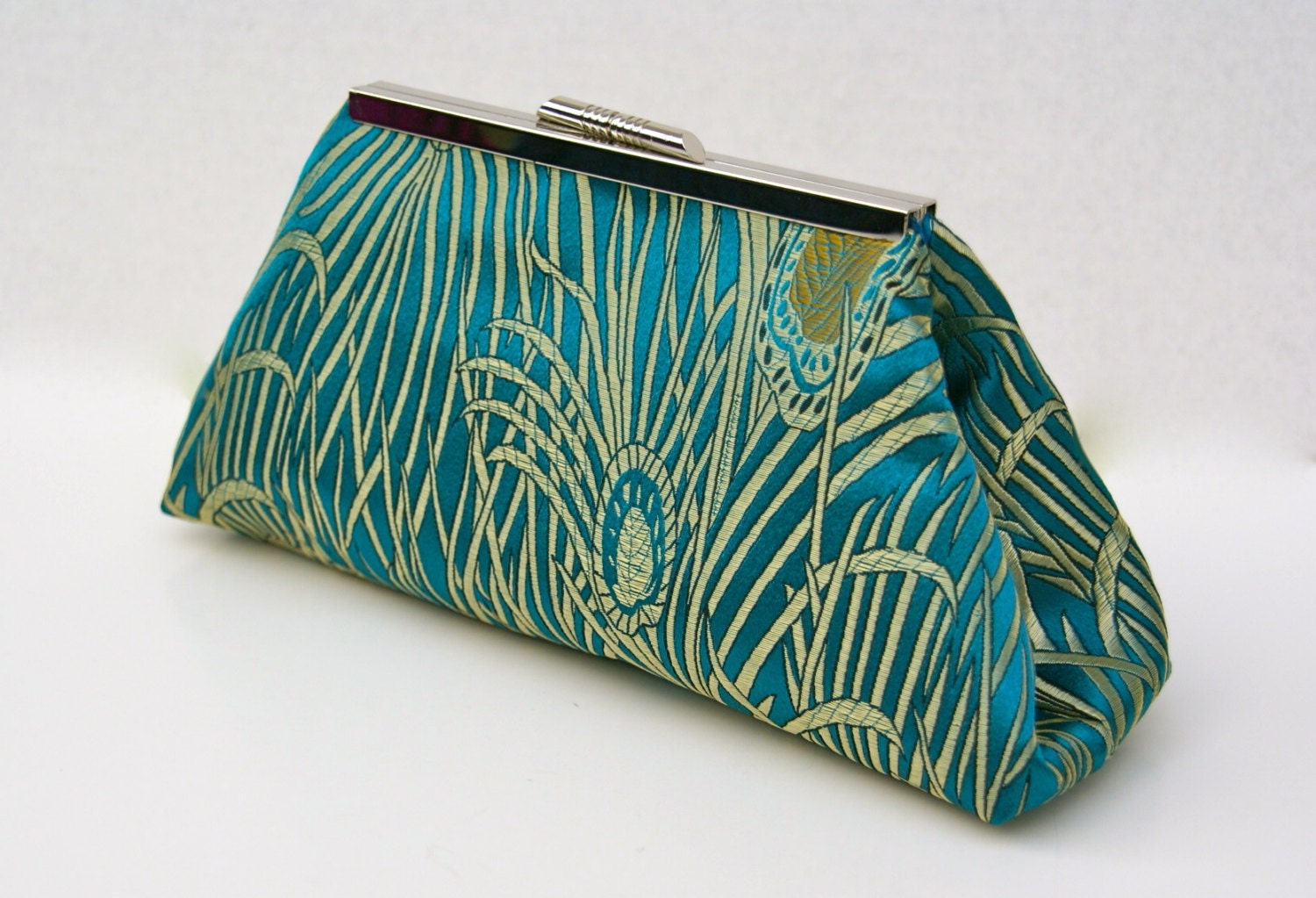 Teal Peacock Clutch Handbag Custom Made for Bridesmaids or Gift
