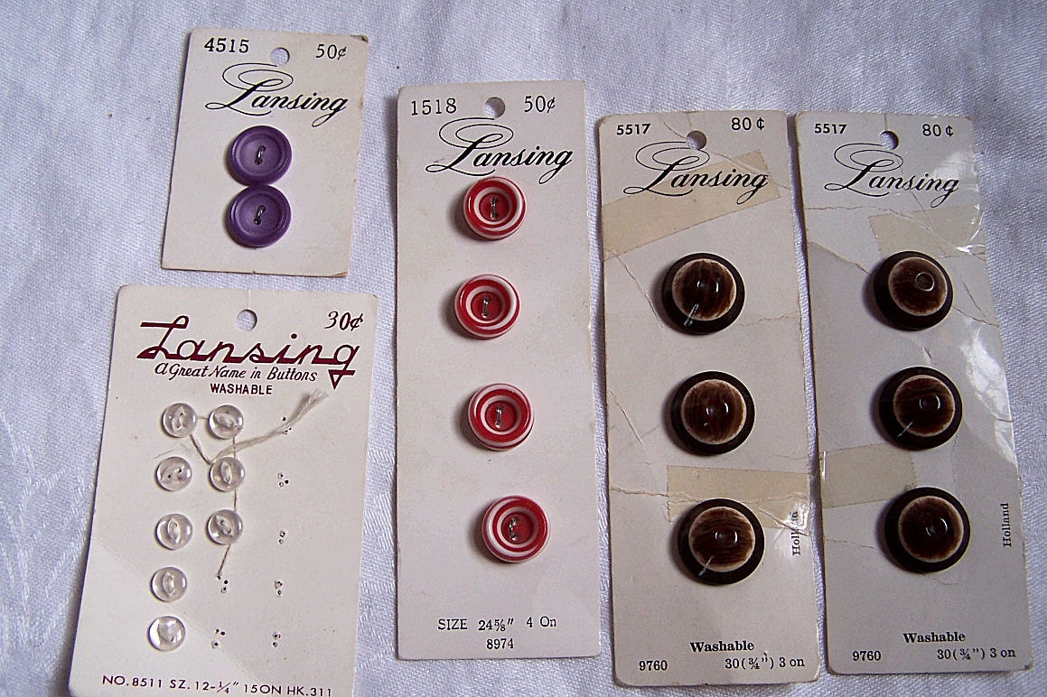 Vintage Lansing Buttons on Cards
