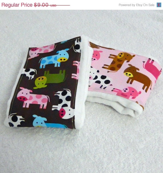 SALE Cow Burp Cloth- set of 2