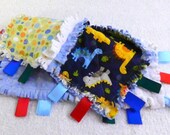SALE Dinosaur Tag Ribbon Rag Lovey - Blanket Blanket