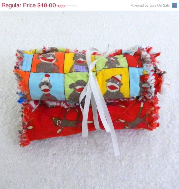 SALE Sock Monkey Burp Cloth Set - Flannel