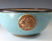 Ceramic Bunny Bowl in Turquoise and Cream - Specialty Bowl - Serving- Side-Fruit - Rabbit Easter Bowl