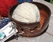Ceramic Yarn Bowl - Ceramic Knitting Bowl in Honey Brown - Large - In Stock - Ships Now