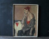 Vintage Painting RH Sargent Portrait Figure Sitting 1950s From Nowvintage on Etsy