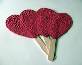 Plantable Paper Wedding Favor Fans in Red Hearts