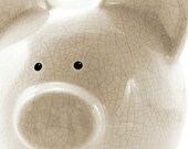 Personalized Piggy Bank - Antique Crackle - Cream - with hole or NO hole in bottom