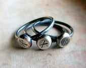 Personalized ring, sterling silver ring, rune sign, rustic oxidized ring for charity - Rune ring