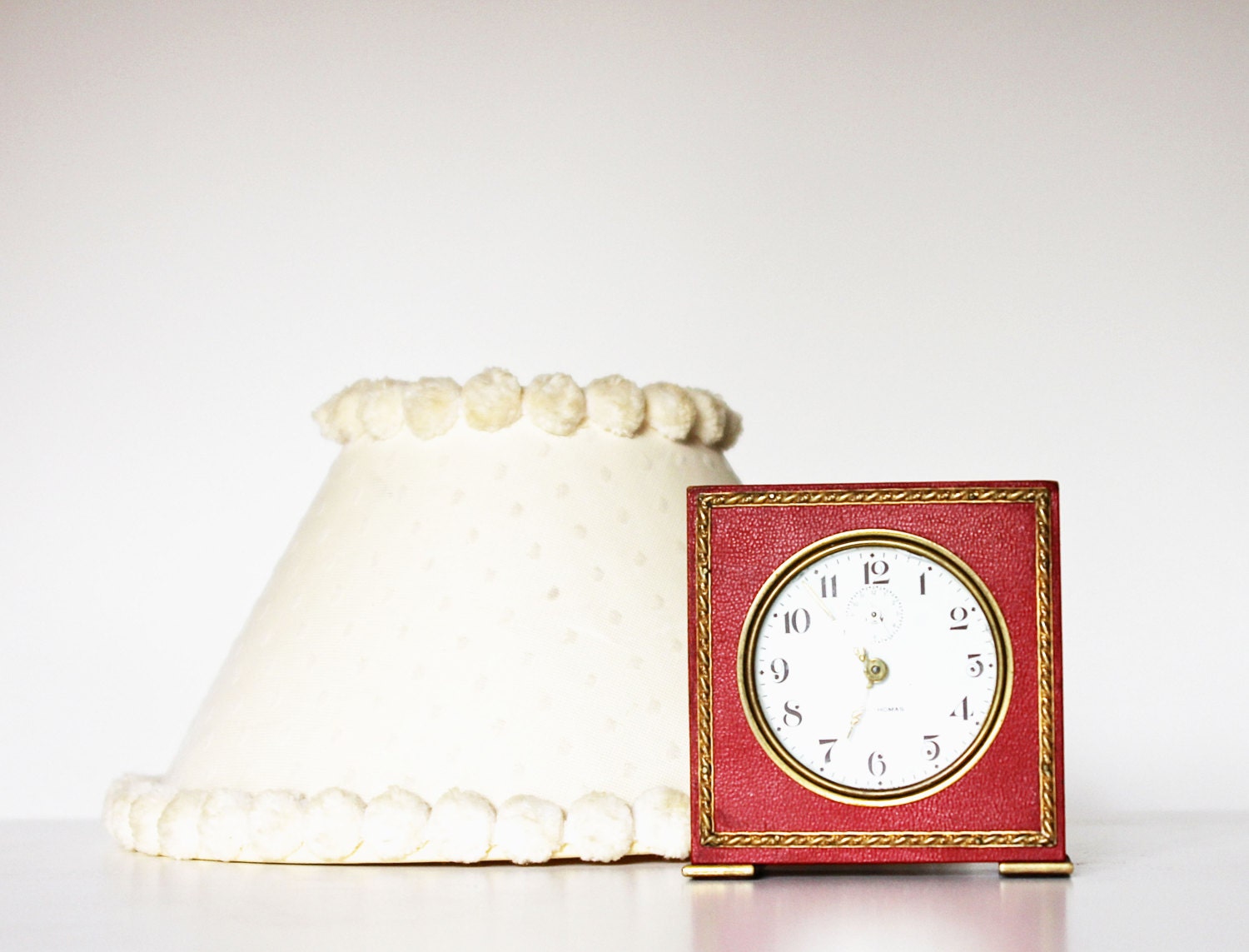 Tick Tock - Vintage Clock - Seth Thomas Severn - Red - Gold - Wood - Vintage Home Decor - Wind Up Alarm Clock