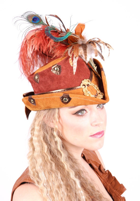 The Steam-trunk Riding Hat (Mahogany/toast) w/antique gold accents