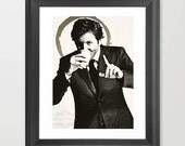 Coffee with Bradley Cooper: 5x7, Mixed Media, Home Decor Wall Art, Fine Art