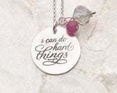 I Can Do Hard Things Necklace, Handstamped Sterling Silver Jewelry, Inspirational Necklace, Affirmation Necklace, Mantra Necklace