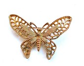 Designer Sarah Coventry Vintage Butterfly Brooch Insect Filigree Jewelry, Free US Shipping