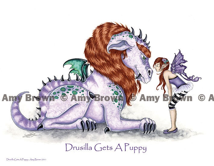 Fairy and monster pet 8.5x11 Print by Amy Brown