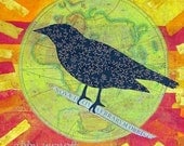 Large Original Crow Bird Art Canvas