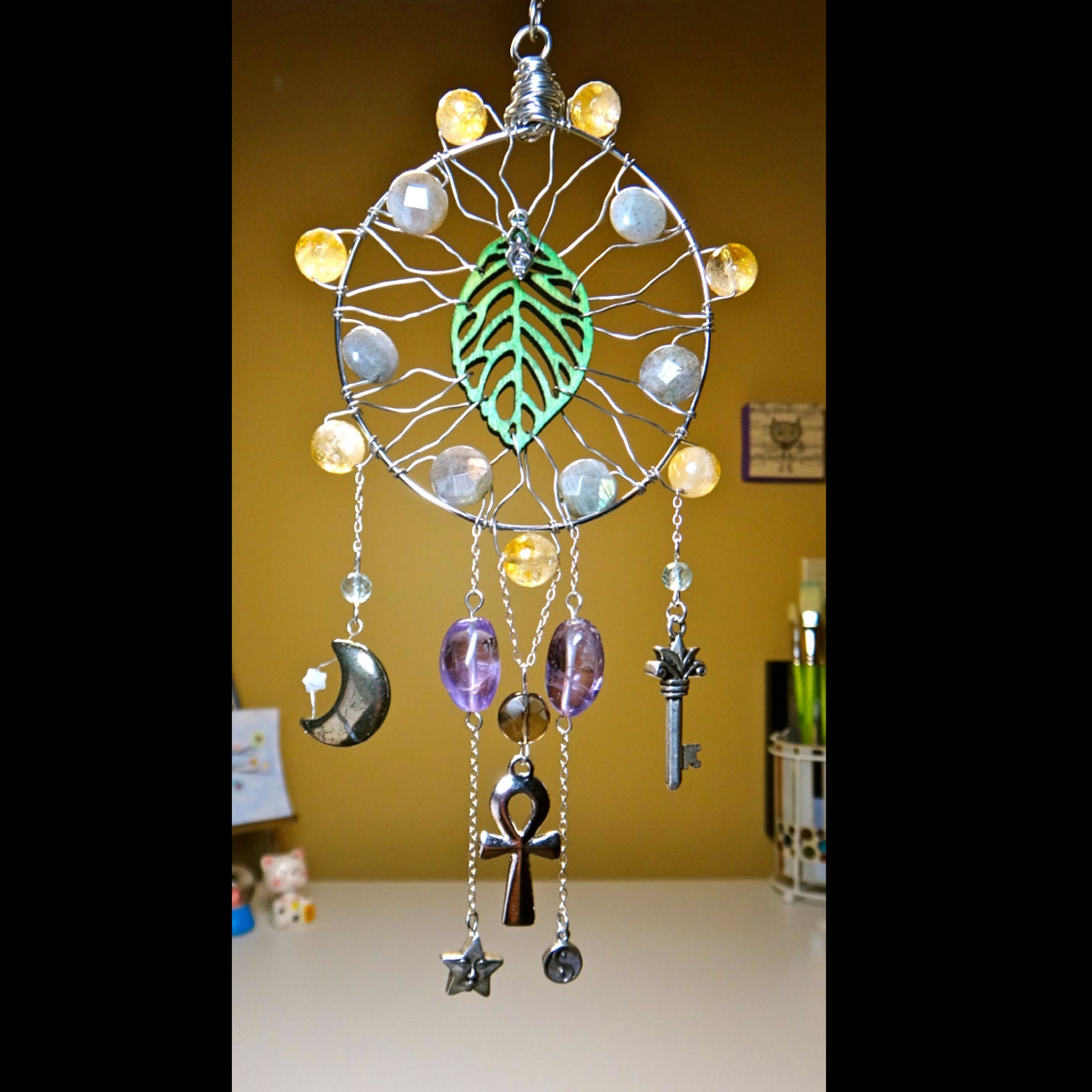 Nature's Healing - Magical Dreamcatcher - Gemstone, Wood & Silver