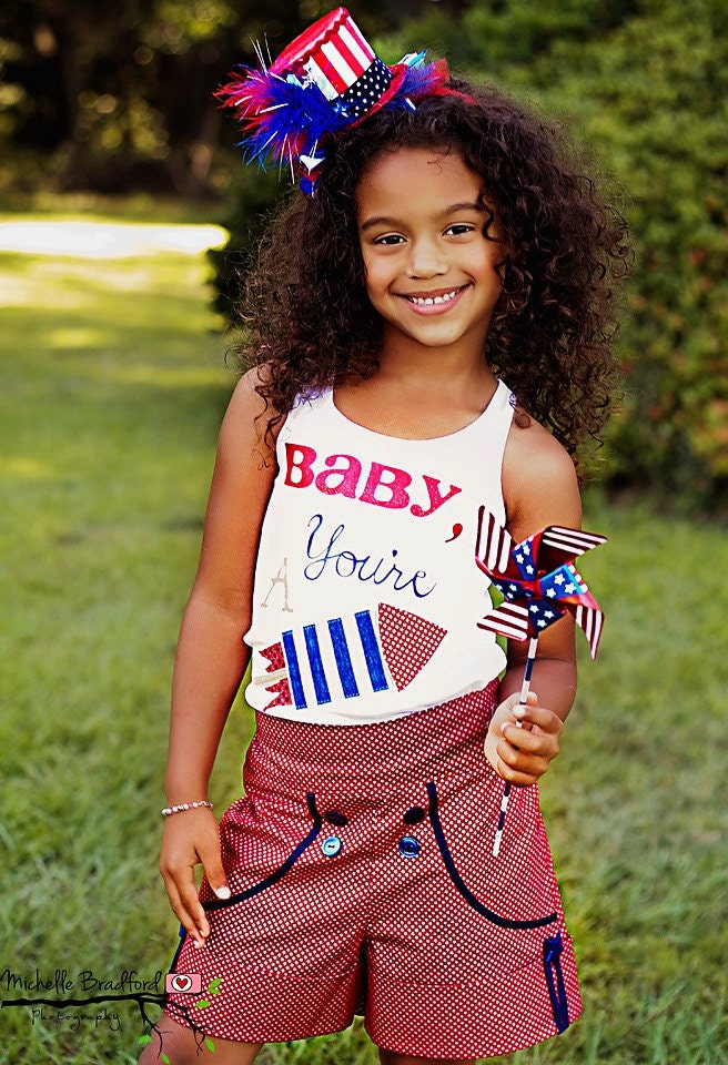 BABY, you're a FIREWORK tank and sailor shorts set from the Yankee Doodle Sweetheart collection sizes 12mo to girls 10