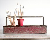 Vintage Industrial Tool Caddy / Metal Carrier / Garden Tote