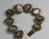 Vintage MOP Cameo Bracelet Roman Warrior Design 800 Silver