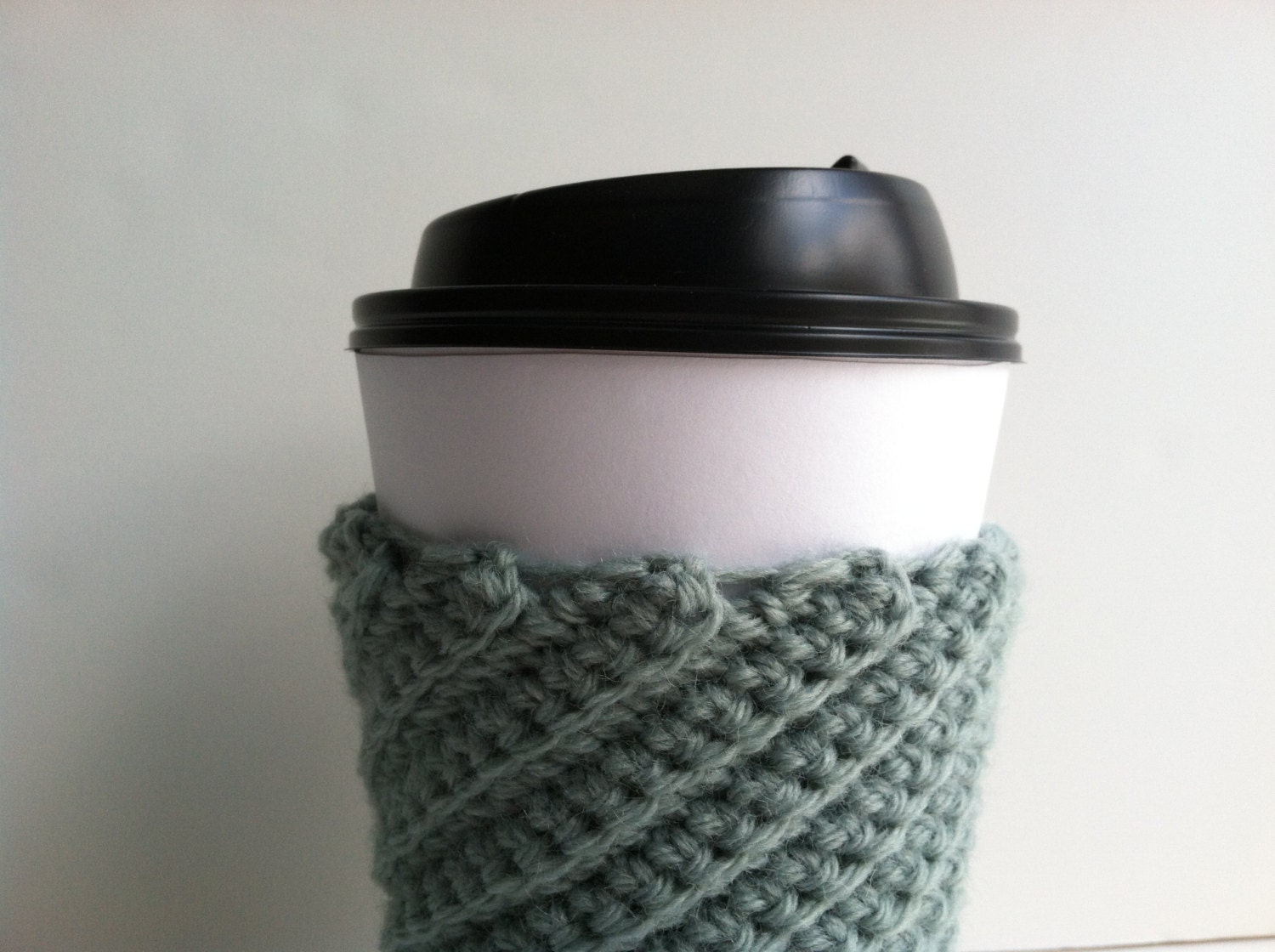 Crochet Coffee Cup Sleeve - Sea Foam Green
