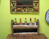 Spice or Salsa Rack Hand Crafted from Re-cycled wood
