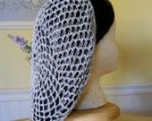 Reserved for Diane - Extra Long Snood Hair Net  - Metallic Silver/Silver