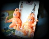 Fantastical Ninja Earrings in Neon Orange - Kitchy Things For Your Ears - Gifts for Weirdos - Warrior Dudes - Surgical Steel Earwires