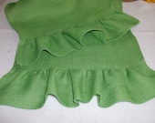 Burlap 14X36" Apple green color table runner with ruffles  Hand wash