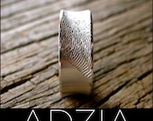 Custom Made Fingerprint Wedding Band in 14K White Gold with Concave Profile and Glossy Edges Size 12/8mm - For JODI - Final