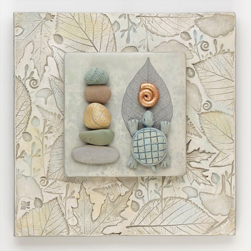 Mixed Media Wall Art,ceramic assemblage Home Decor, Nature Inspired