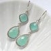 Aqua Mint Earrings - Blue Ice Earrings - Flirty Dangle Bridesmaid Earrings - Silver Framed Earrings - Bohemian Earrings - Boho Chic Earring