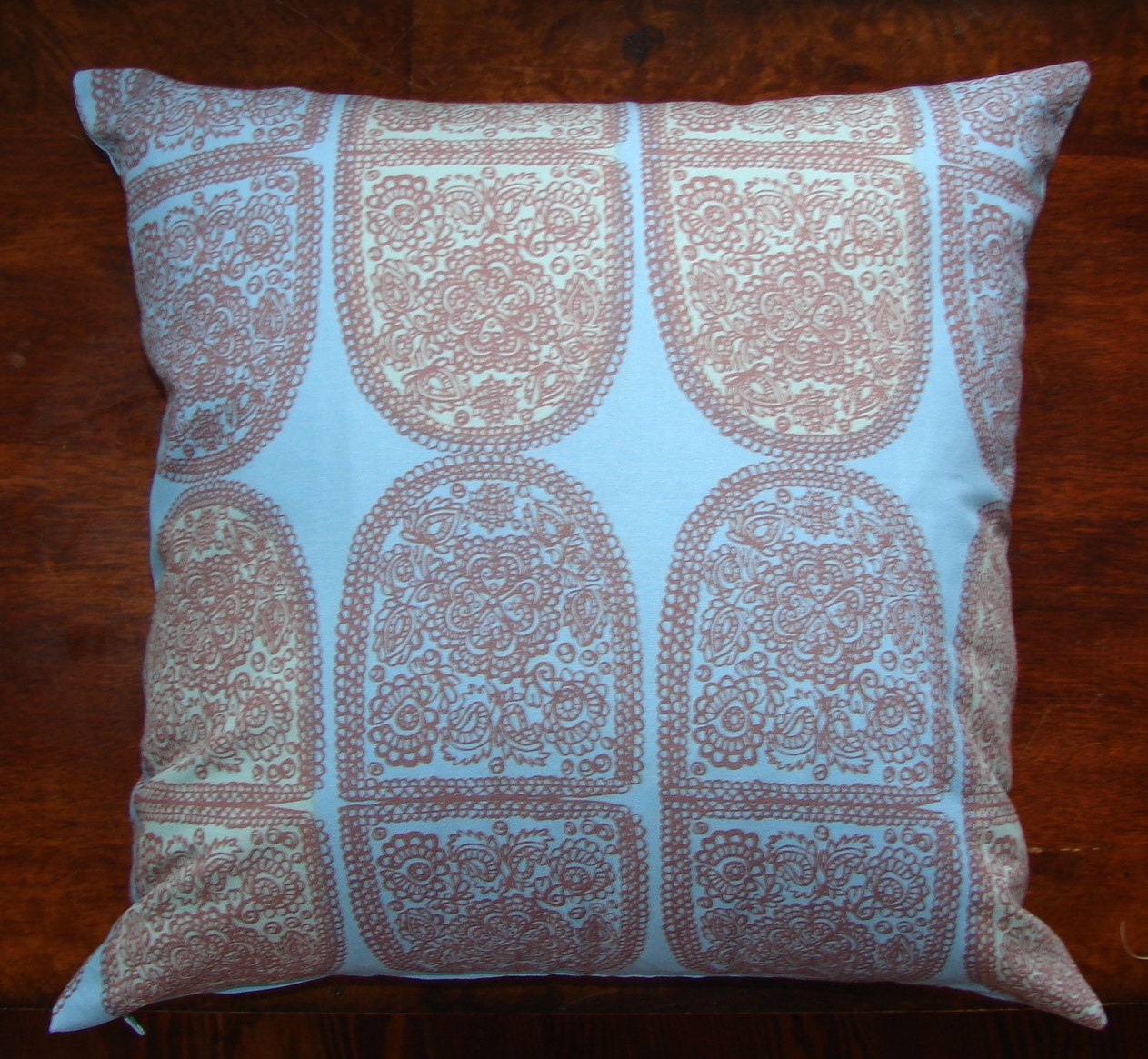 Light Blue Beige Tantsu pillow case, 16x16" Finland, Maija Isola, US ship only