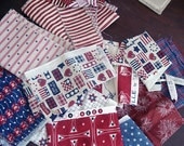 red, white, and blue fabric scraps - nearly 5 ounces