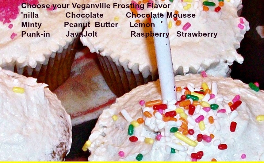 Vegan  Vanilla or Chocolate Cupcakes Your Choice of Frosting Perfect for Birthday or Comfort Food