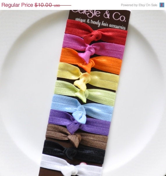 SPRING SALE HAIR Ties - Ponytail Holders - Toddlers to Adults - Double as Bracelets - Rainbow Collection