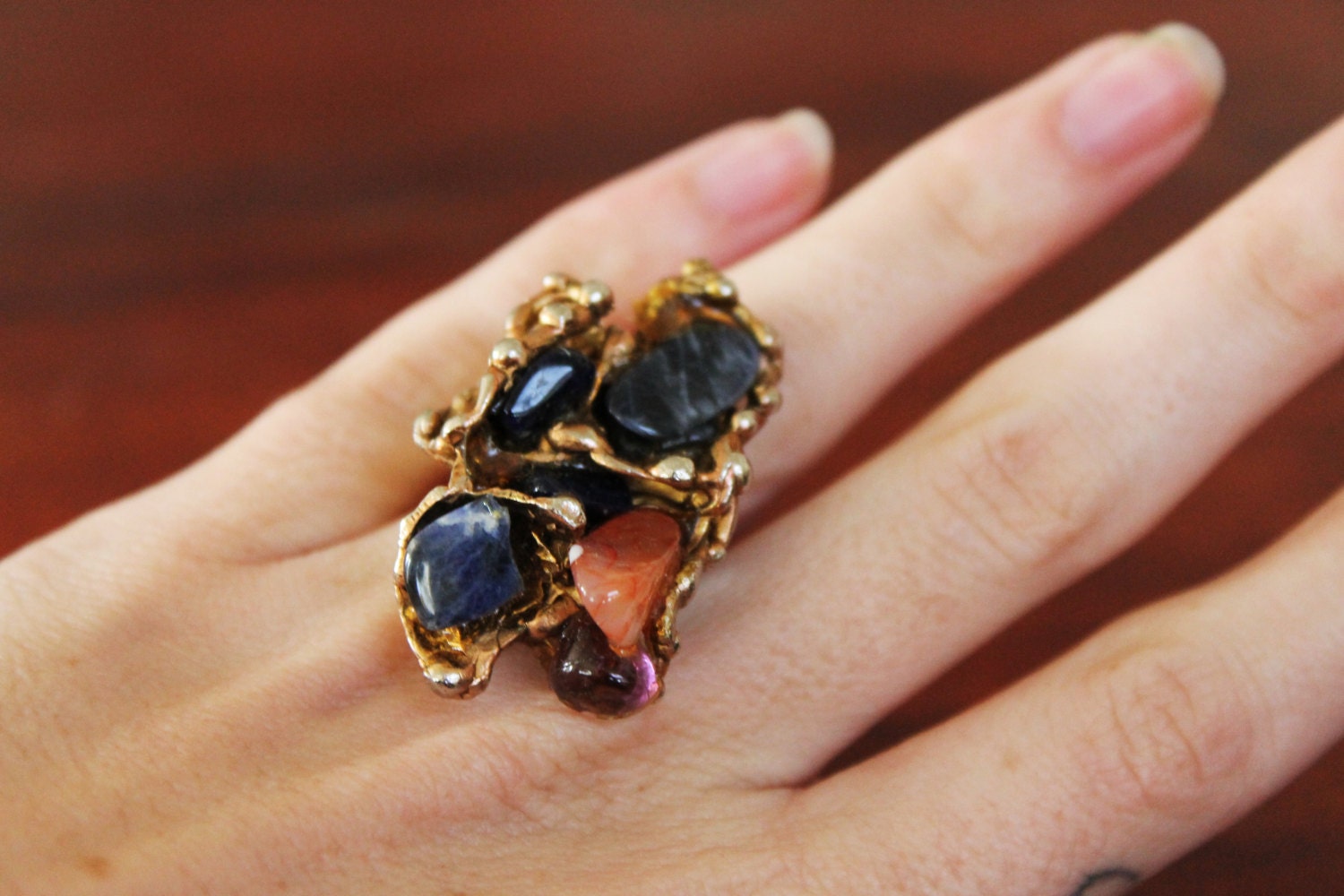 Vintage 1970's Stone Cluster Ring