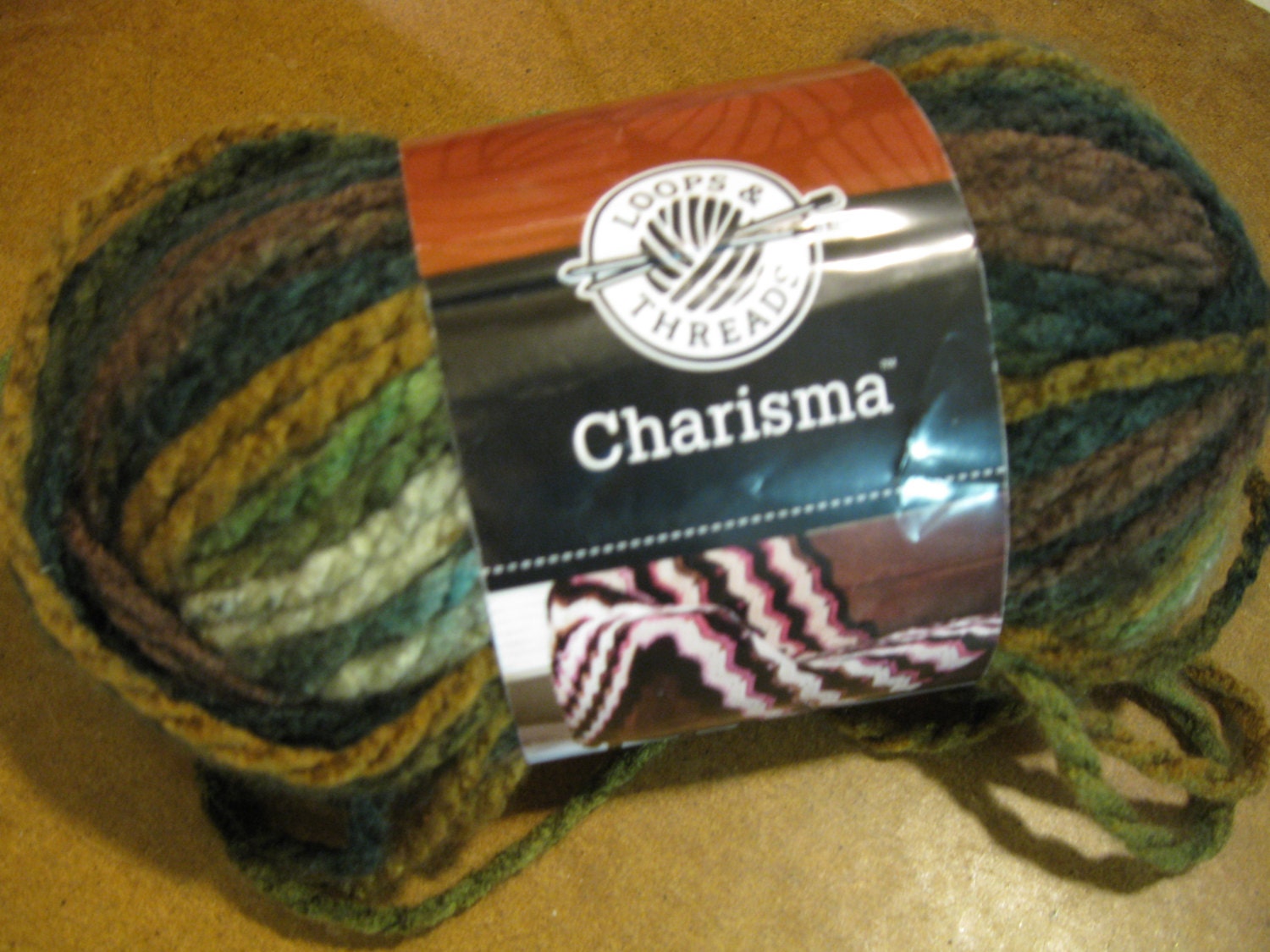 Destash - Supply - Yarn - Skein - Michael's Loops and Threads - Charisma - Camo - Sunny Day - Greens Browns