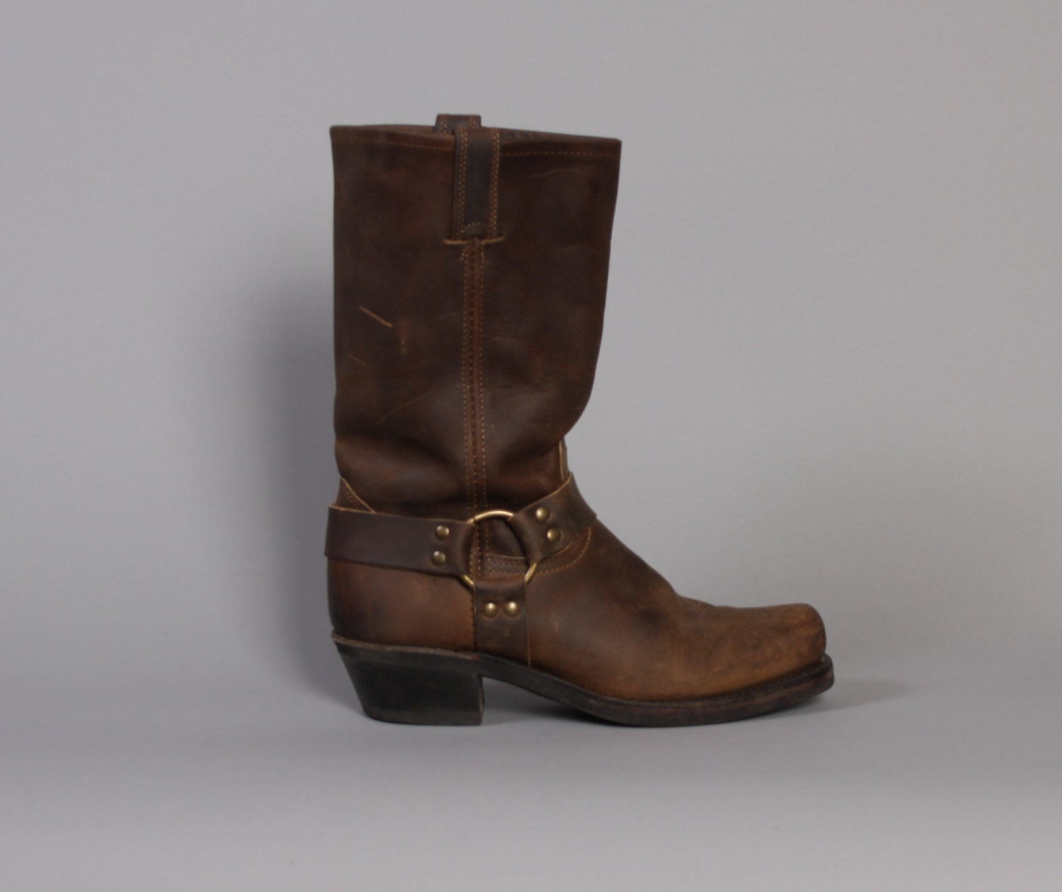 1980s Brown FRYE BOOTS / Leather Buckle Engineer Biker Boots, 10
