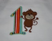 Monkey, birthday onesie, made to order